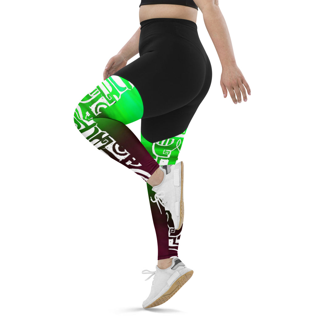 Green Gradient Gym Compression Leggings
