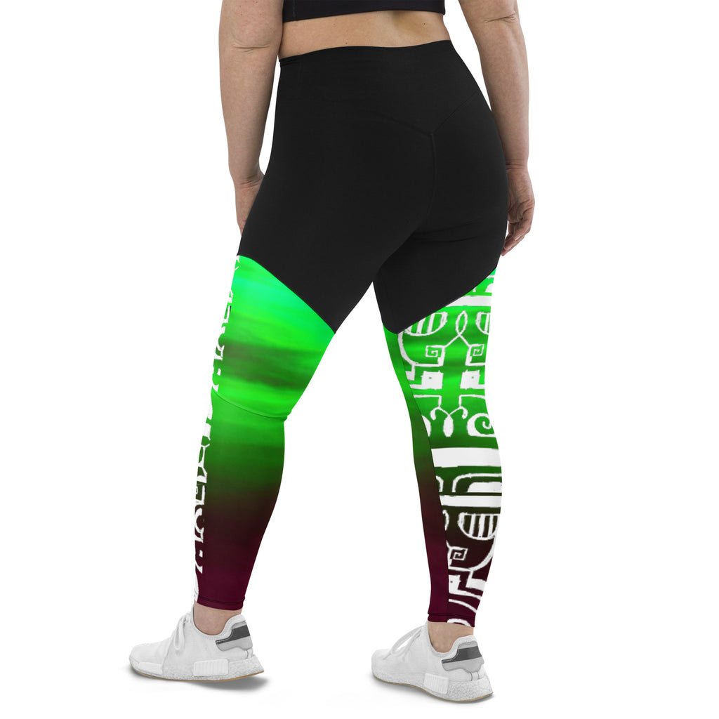 Green Gradient Gym Compression Leggings