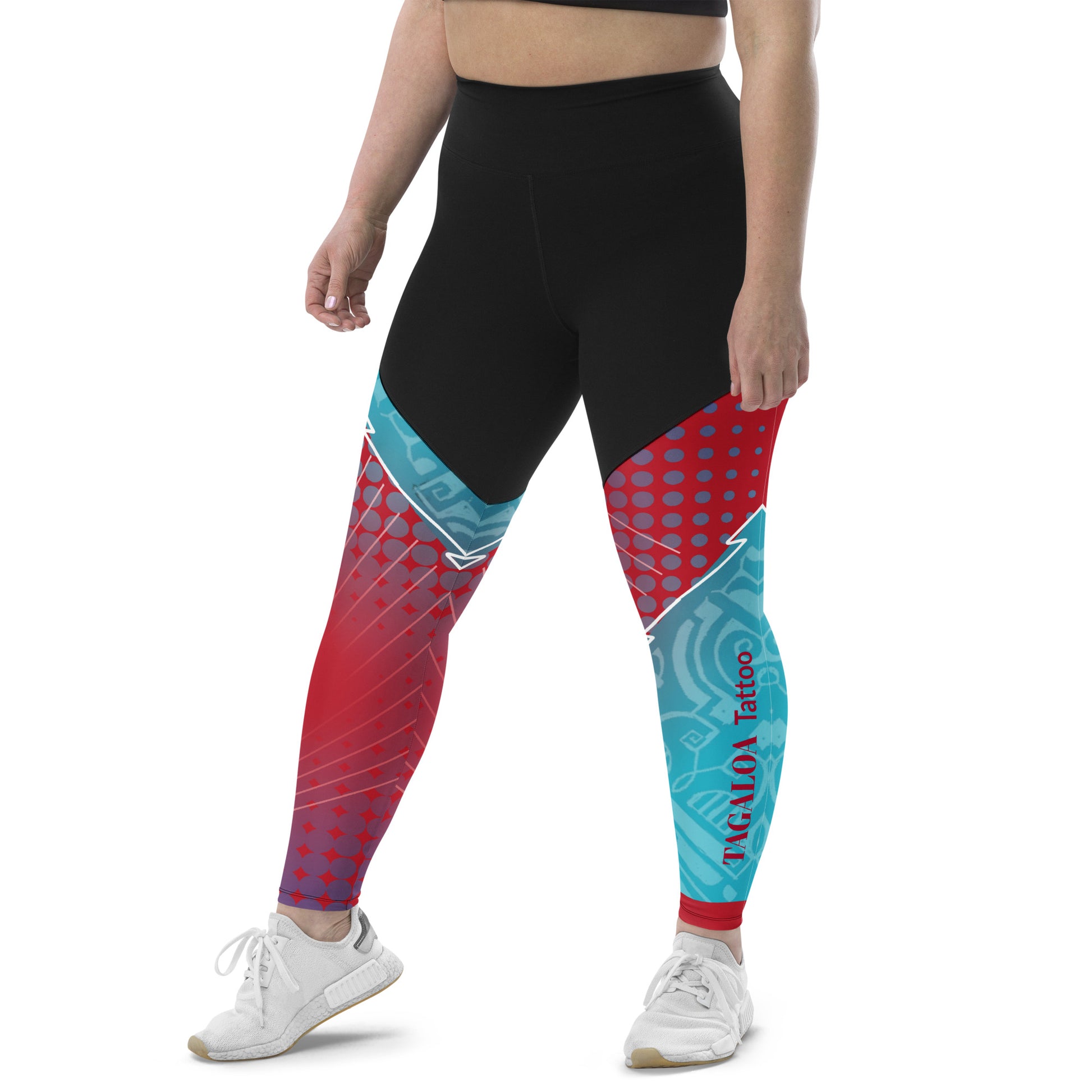 Pacifico-Moderno Sport Leggings in Red and Blue
