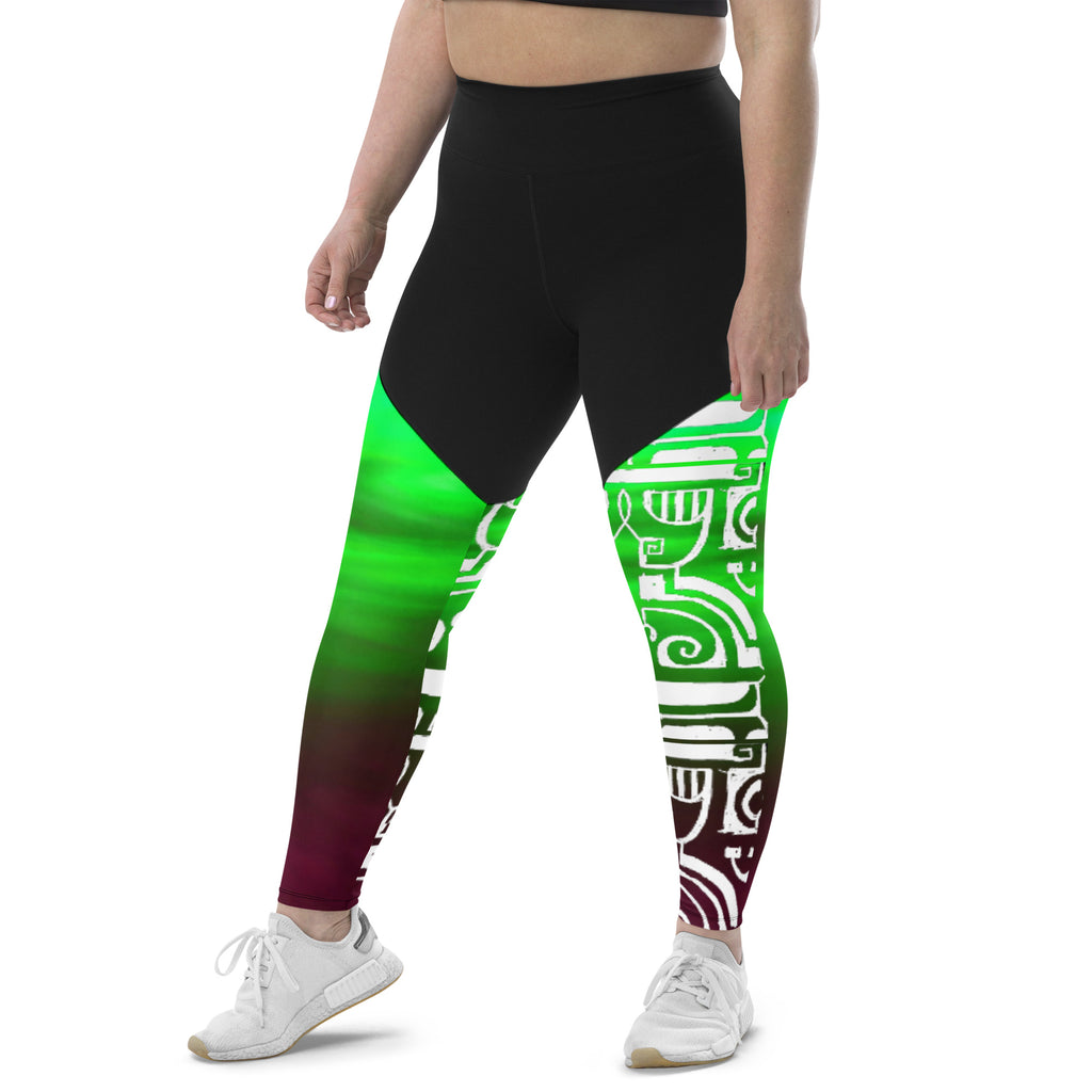 Green Gradient Gym Compression Leggings