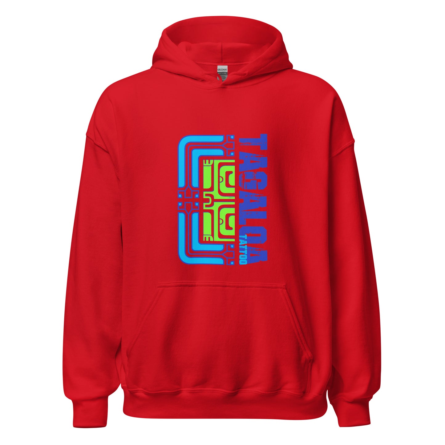 Blue and Green Pattern red Hoodie