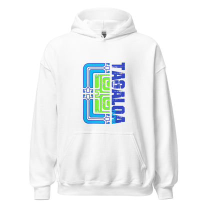 Blue and Green Pattern white Hoodie